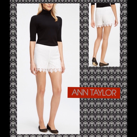 ANN TAYLOR Lace Trim Shorts in White