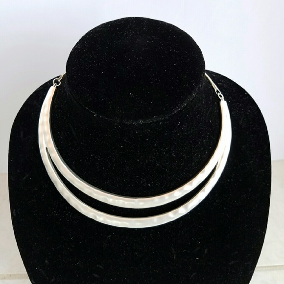 brushed light silver necklace