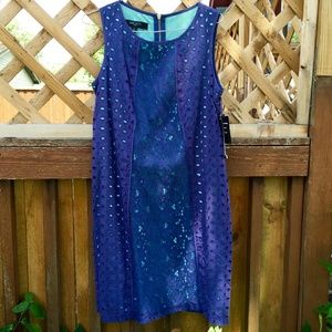 Indigo and teal lace dress