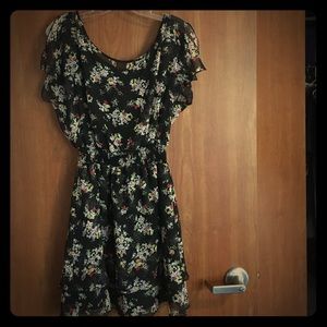 Flirty Black Flowered Dress