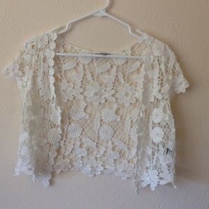 White crocheted shrug