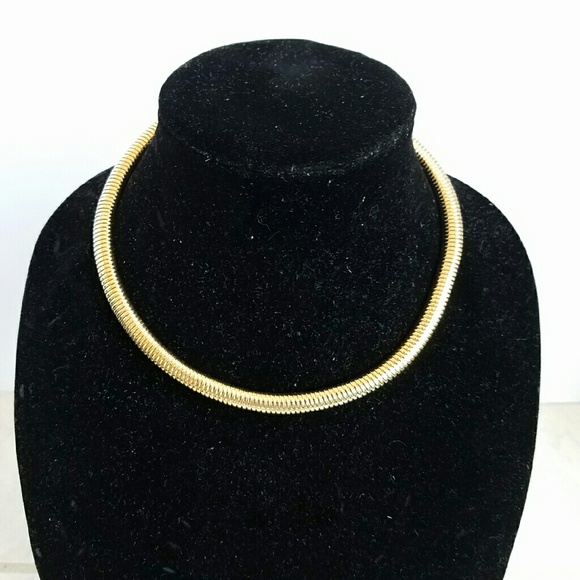 Gold flat snake chain necklace