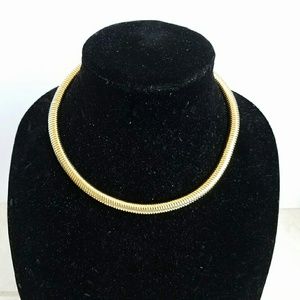 Gold flat snake chain necklace