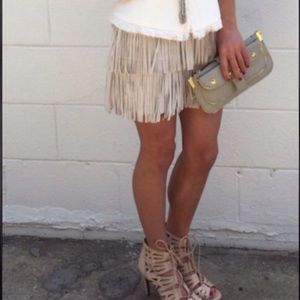 🆕 BCBG suede fringe skirt!