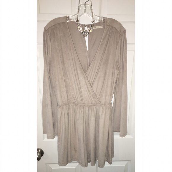 Bell Sleeve Suede Romper