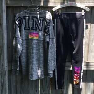BNWT VS PINK RAINBOW OMBRÉ CREW AND LEGGING SET
