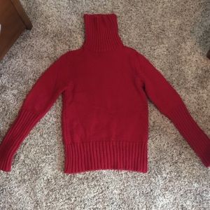 Red turtle neck
