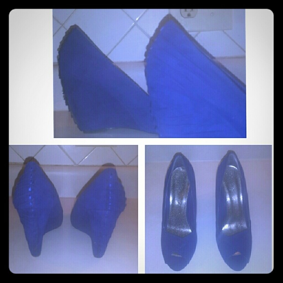 Charlotte Russe Royal Velvet Blue Wedges