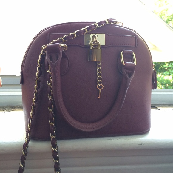ALDO Handbags - Aldo Maroon Dome Bag with golden chain and key