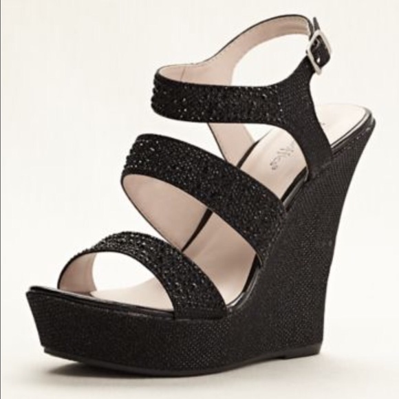 Beautiful black sparkly wedges - Picture 1 of 4