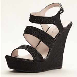 Beautiful black sparkly wedges