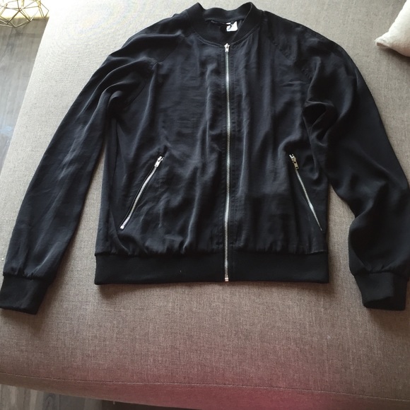 H&M black silk bomber jacket
