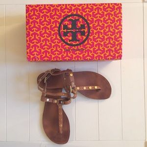 Tory Burch T-Strap Sandals (Royal Tan)