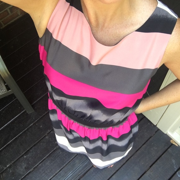 LOFT Dresses & Skirts - LOFT dress, pink multi stripe, Sz Medium