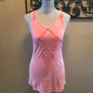 Vocal pink cross bling long tank