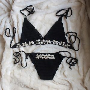 Black Crochet Bikini with Shells