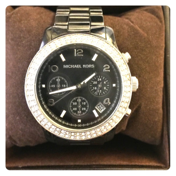 Michael Kors Black Chrome Ceramic Watch.