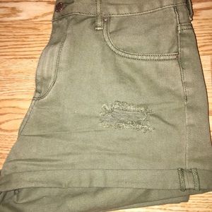 Olive/ khaki green high waisted shorts