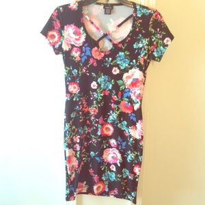 Black floral strappy dress