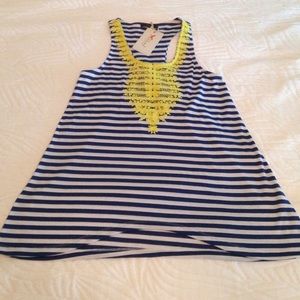 Blue and white striped tank
