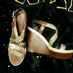 Vince Camuto canvas and leather sandals