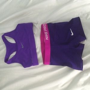 Nike sports bra and Nike pro set