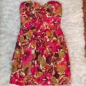 Floral Printed Strapless mini dress