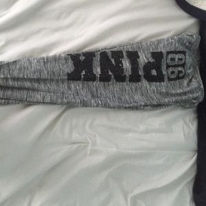 gray and black Victoria's Secret PINK sweat pants