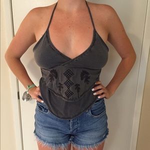 Ecoté embroidered halter top