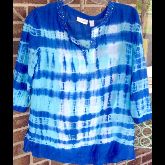 Chico's Tops - Blue on Blue Tie Dye Tunic Top