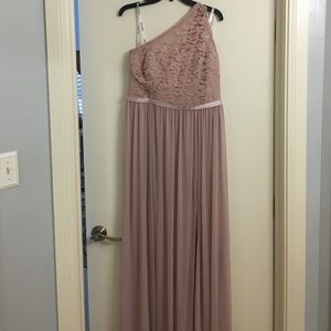 David's Bridal Lace One-shoulder Dress