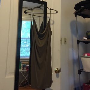 Cowl neck olive bodycon dress