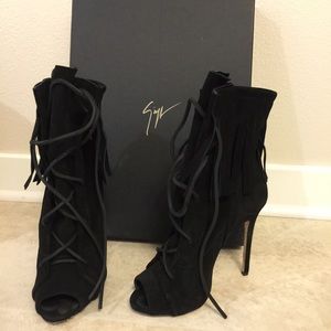 Giuseppe Zanotti Black Suede Bootie Heels
