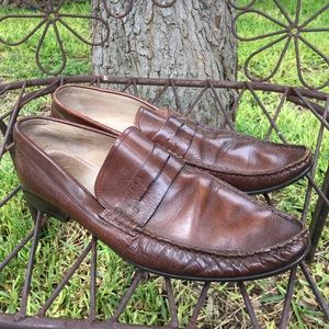 Zara Men's brown leather loafers