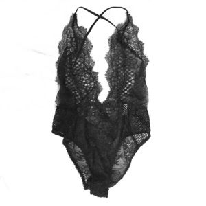 Victoria secret teddy lace deep V sheer lace SEXY