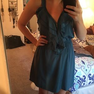 Francesca's Teal Zip front Dress