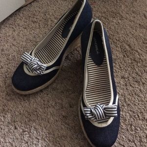 Navy Blue/ Jean Wedges