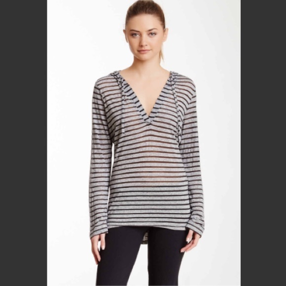 Gauzy Grey + Black V-Neck Hoodie