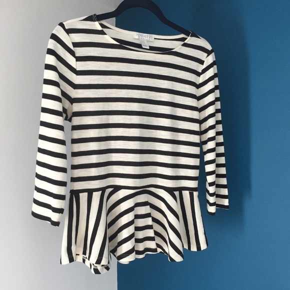 Forever 21 black and white stripe peplum top