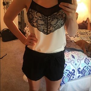 The Limited Black and White Lace Tank Top