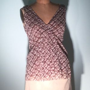Michael Kors brown tie-dye print mesh empire shirt