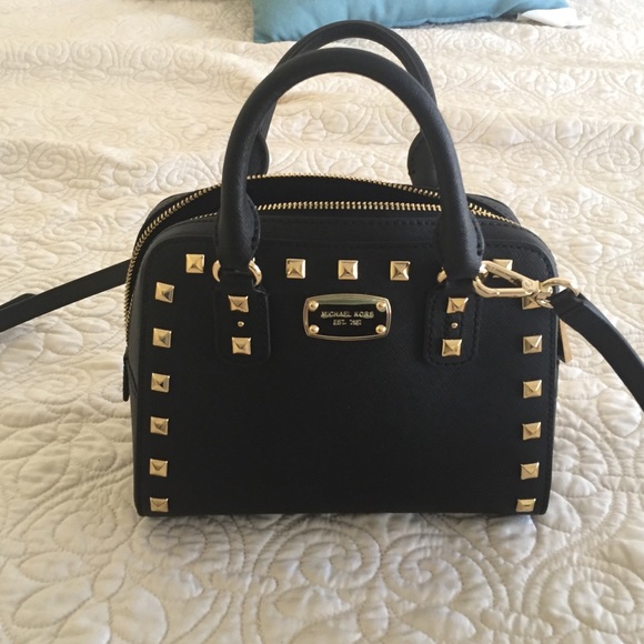 Michael Kors BLACK Studded Mini Satchel Leather