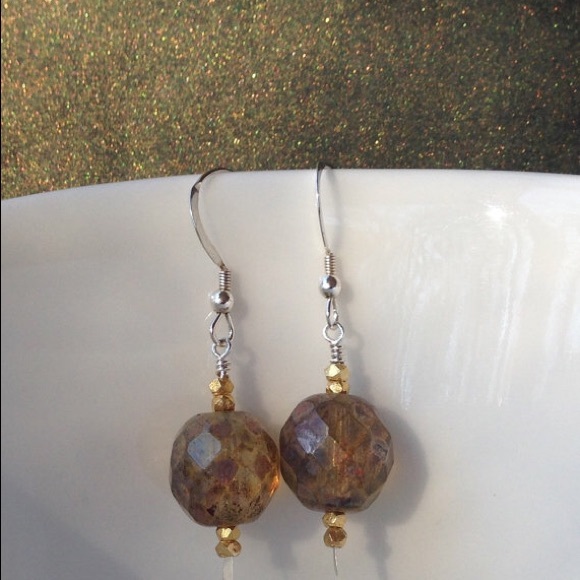 Vintage crystal Sterling & 14K gf earrings