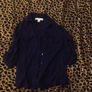 Dark blue button down women's shirt