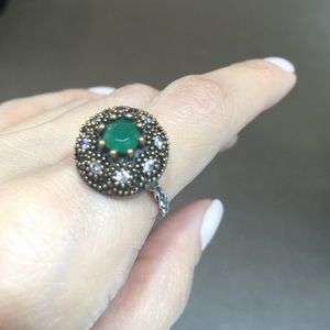 Sterling silver ring with emerald gemstone
