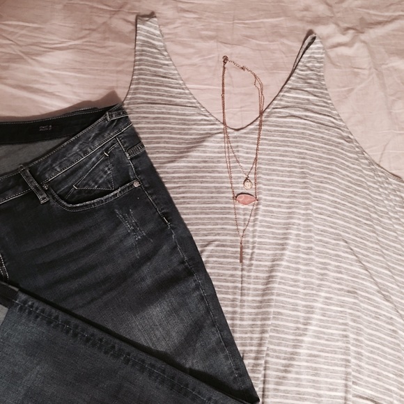 Gray Stripe Tunic Tank