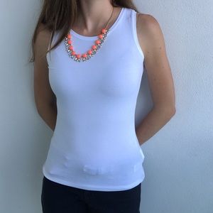 J Crew neon pink bead and petals necklace in gold