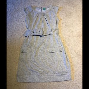 Heather gray belted dress.