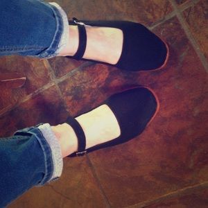 2 Pair Cloth Black Mary Janes and T-strap
