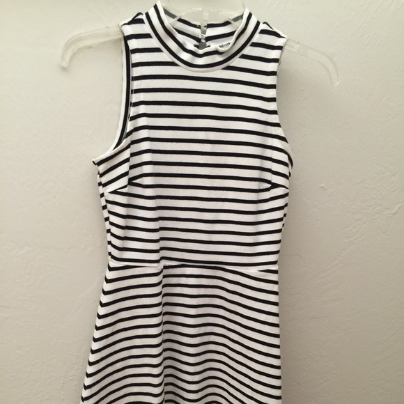 Black and white striped dress
